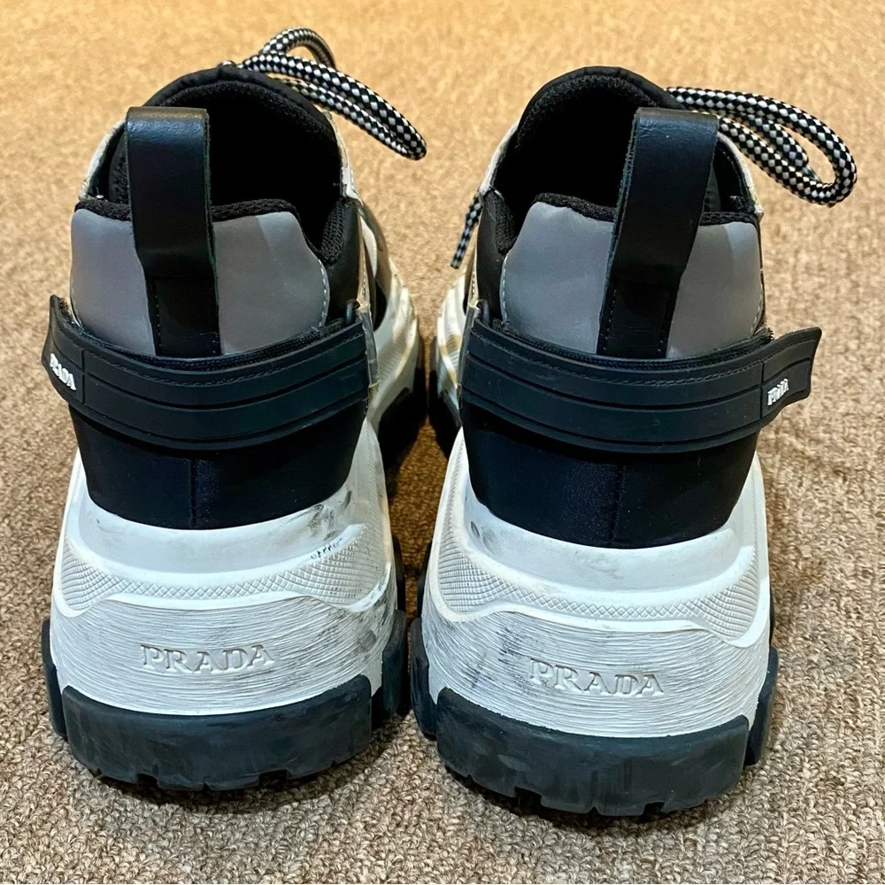 Prada Block Chunky Platform Sneakers Black White Holographic Size 41 - Picture 4 of 8